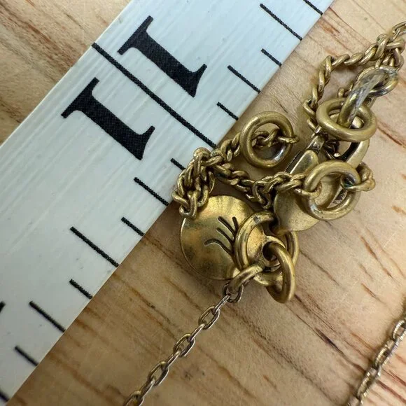 Madewell Two Gold-Tone Necklaces Long and One Bracelet With Circular Pendant - Picture 5 of 6